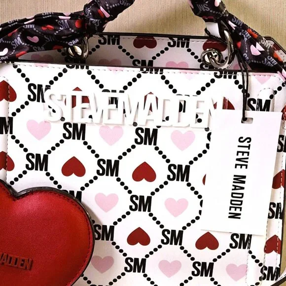 Steve Madden White/Black/Red/Pink Bevelyn DT627205 Satchel NWT - Picture 2 of 9